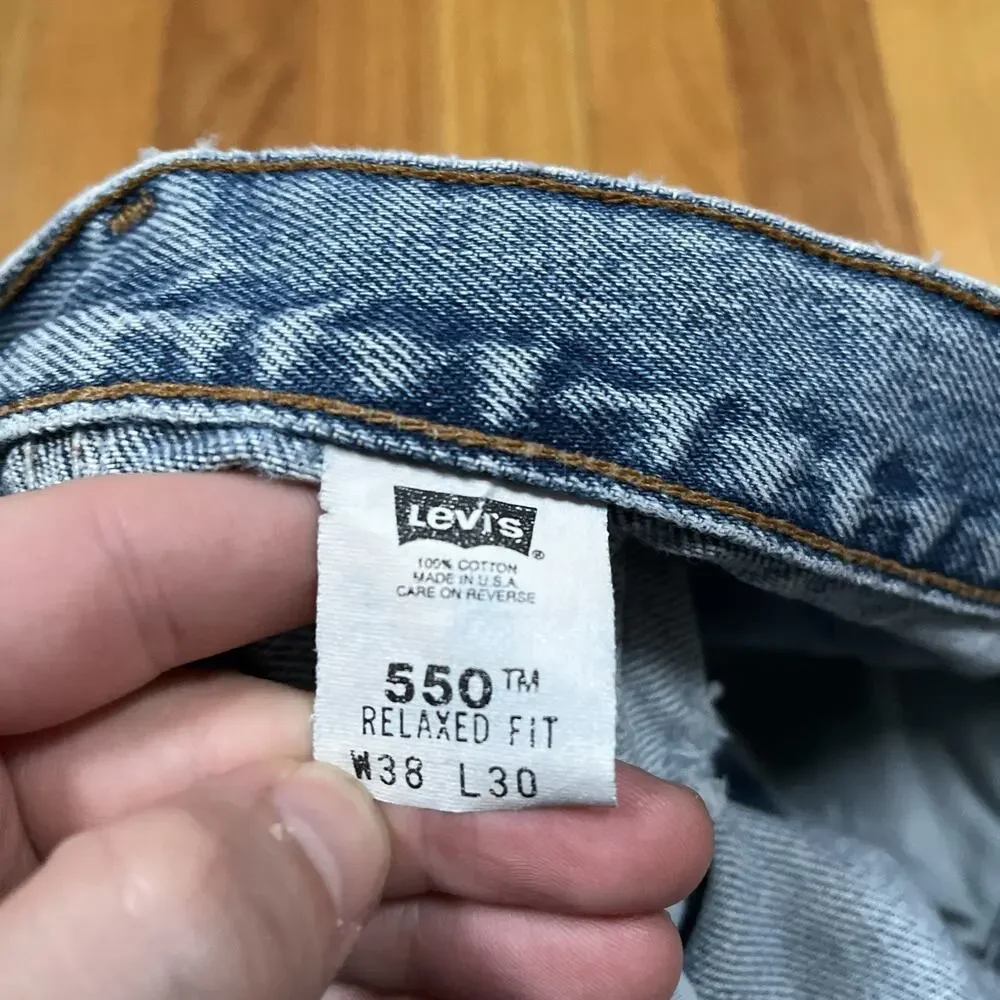Vintage Levis 550 Jeans 34x30 (38Tag) Blue Relaxed Made in USA‎ 90s Y2K Denim
